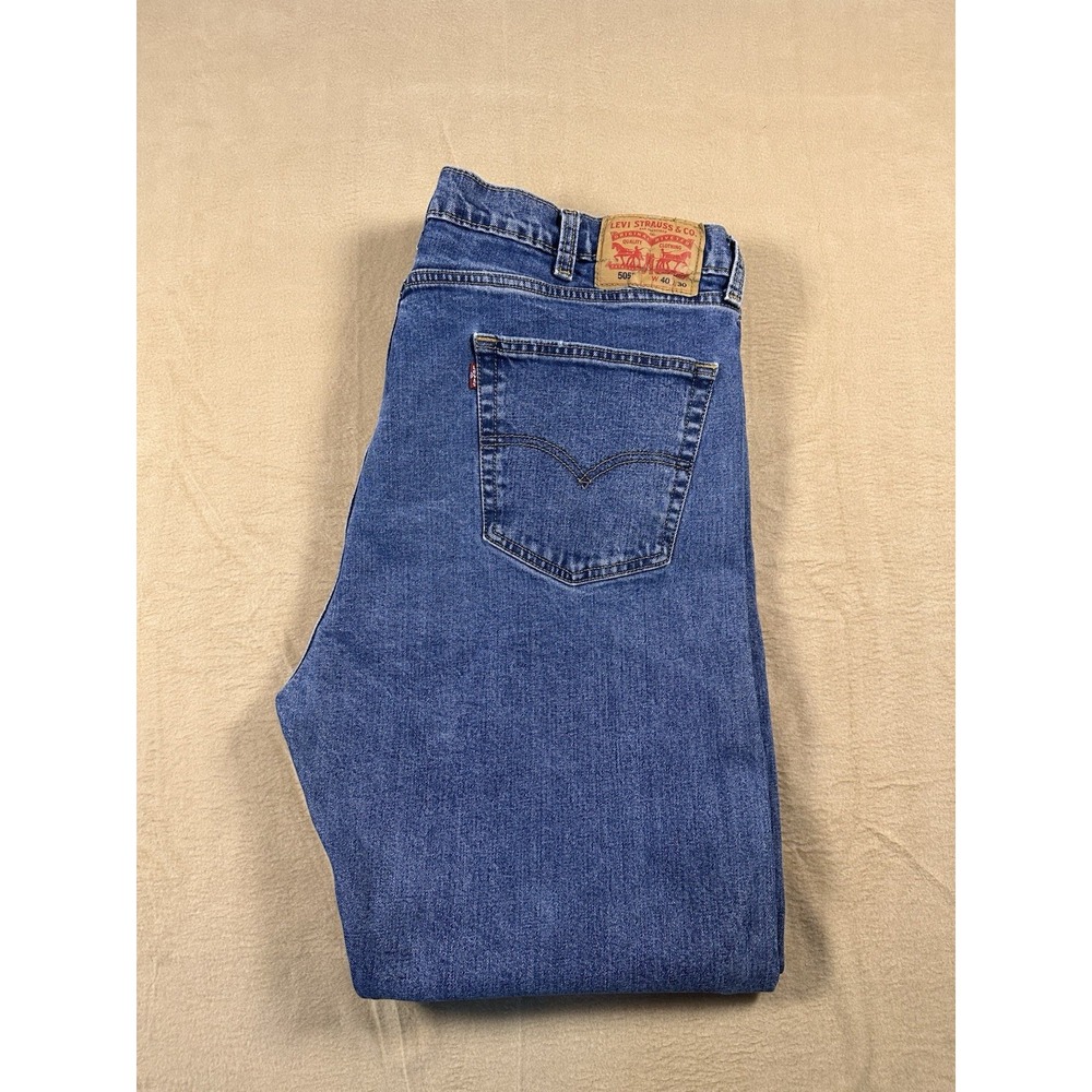 Levis 505 Jeans Mens 40x30(Fits 38x28) Blue Regular Fit Straight Leg Medium Wash